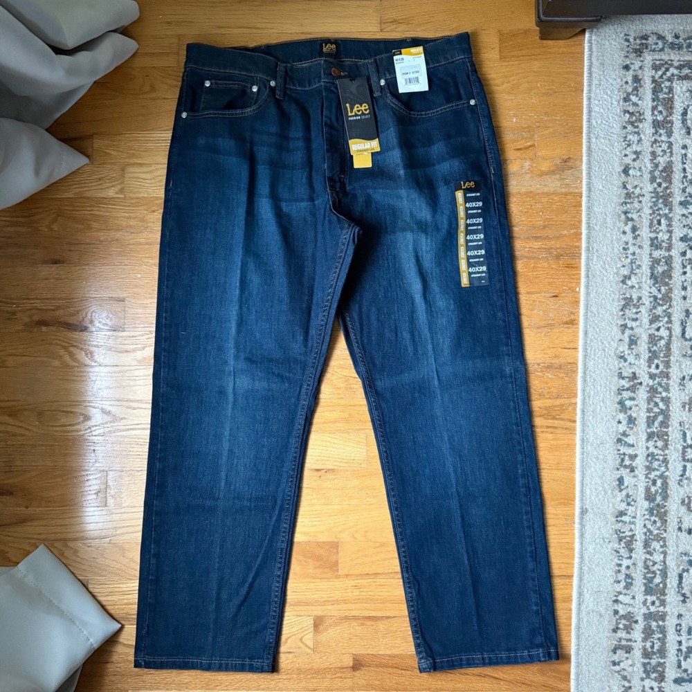 Lee Premium Select Bowery Jeans Mens 40x29 NWT Regular Fit Straight Leg Stretch